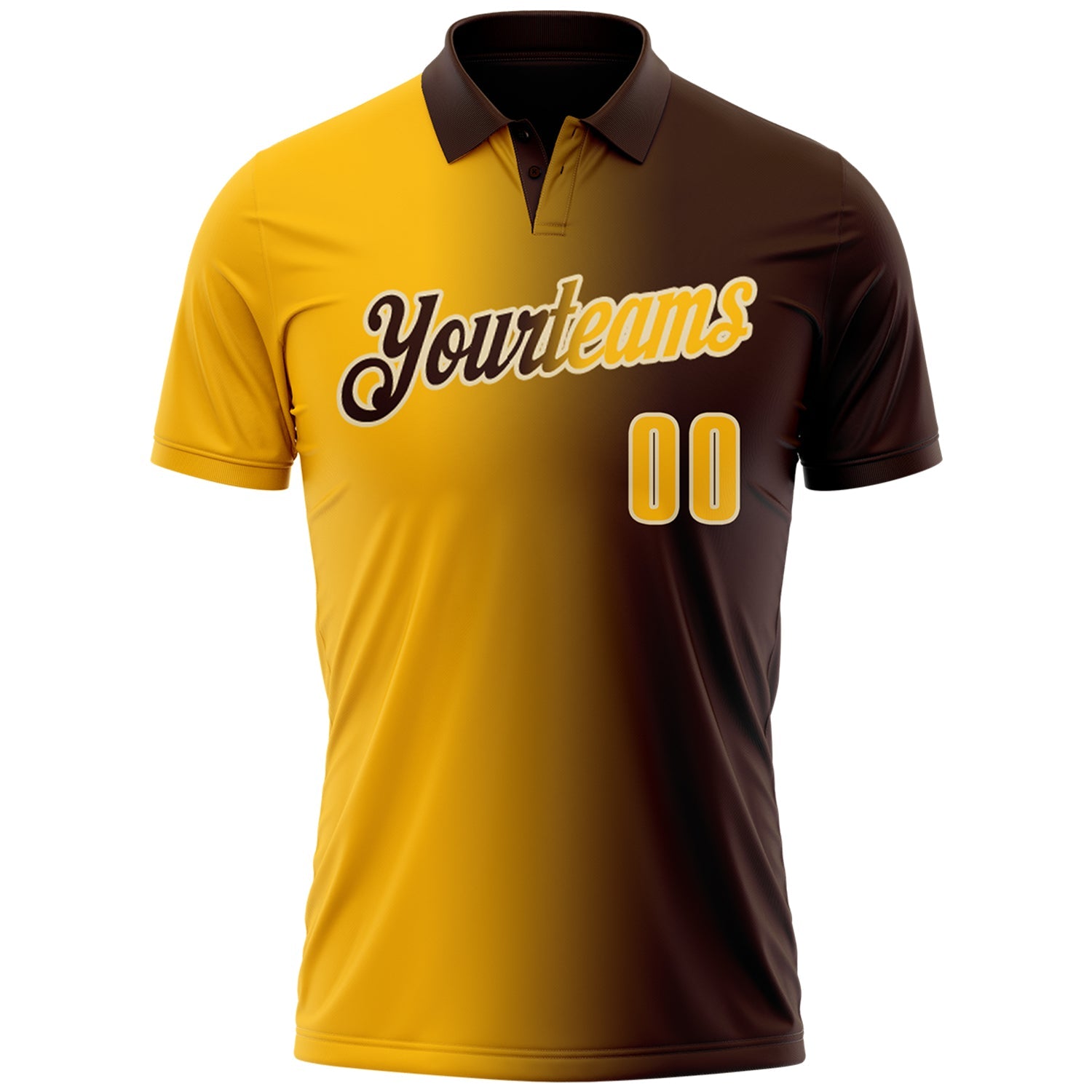 Custom Brown Gold-Cream 3D Gradient Fashion Performance Polo Shirt view 2