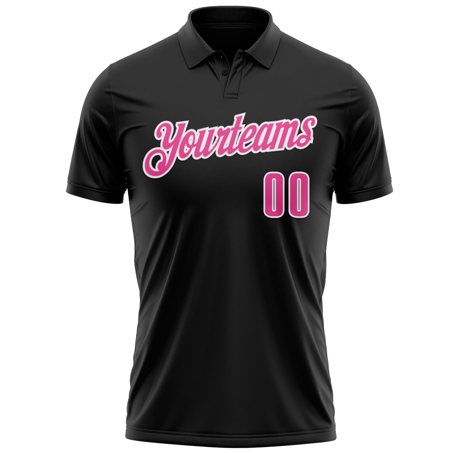 Custom Black Pink-White 3D Pink Ribbon Breast Cancer Awareness Month Women Health Care Support Footballl Performance Polo Shirt view 2