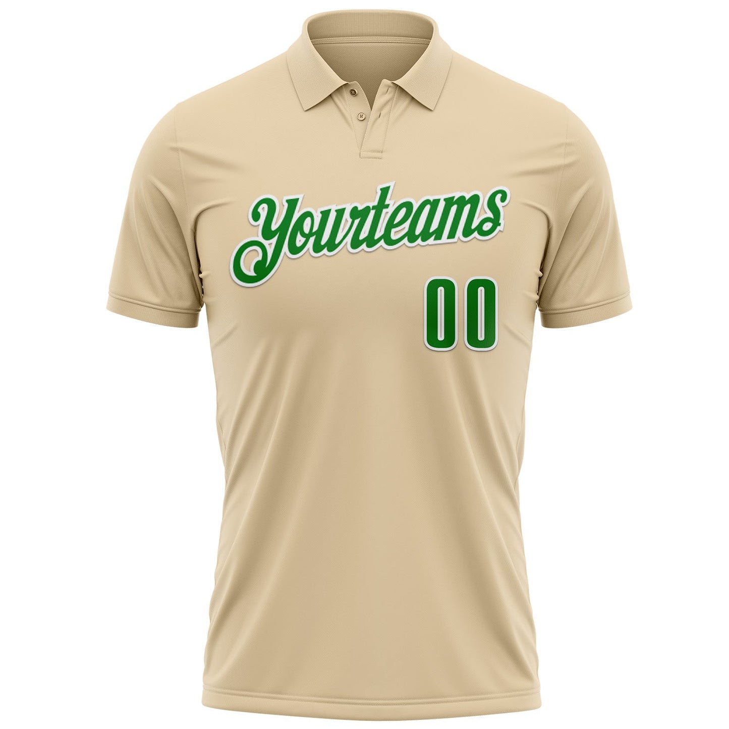 Custom City Cream Grass Green-White 3D Pattern Design Green Ribbon Liver Cancer Heart Performance Polo Shirt view 2