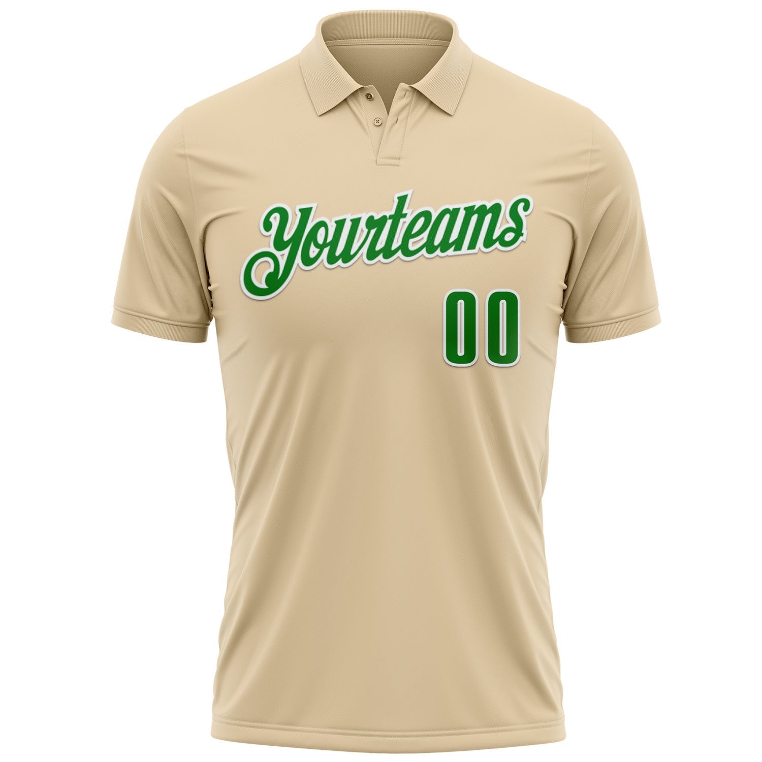 Custom City Cream Grass Green-White 3D Pattern Design Green Ribbon Liver Cancer Heart Performance Polo Shirt view 2