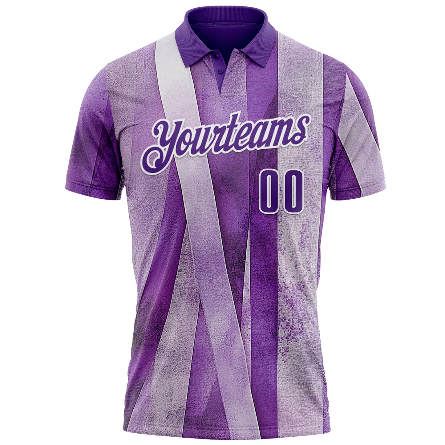 Custom Purple White 3D Pattern Design Purple Ribbon Testicular Cancer Awareness Performance Polo Shirt view 2
