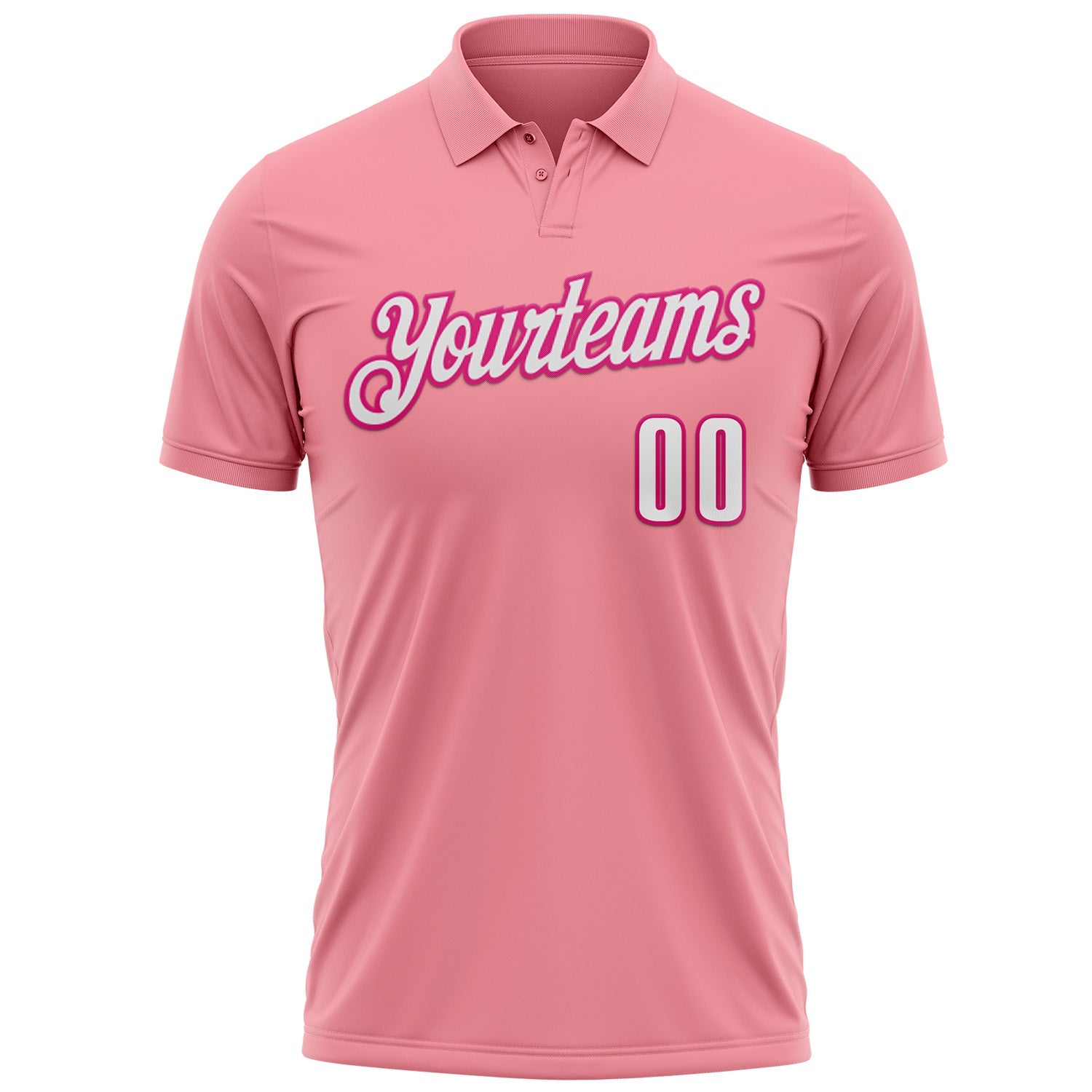 Custom Medium Pink White-Hot Pink 3D Pink Ribbon Breast Cancer Awareness Baseball Performance Polo Shirt view 2