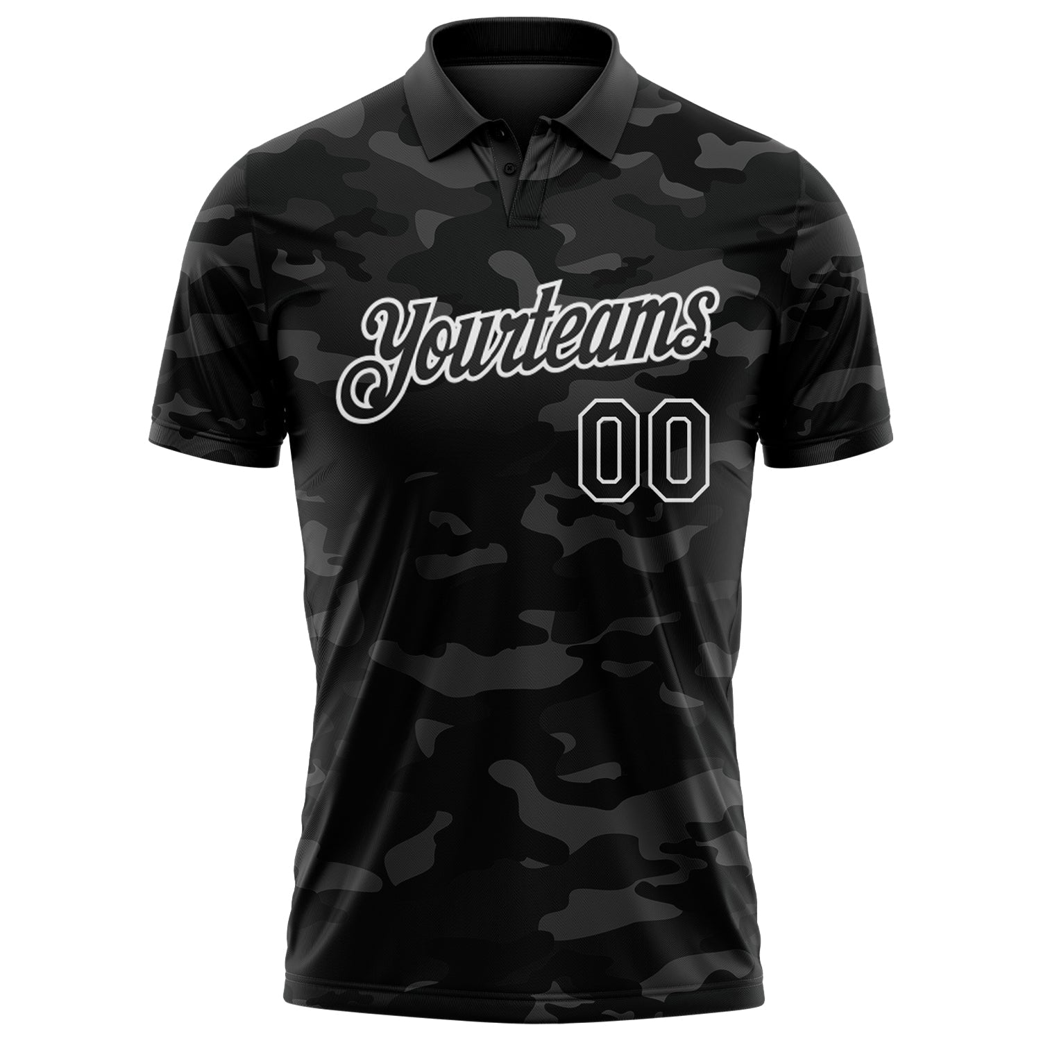 Custom Camo Black-White Camo Salute To Service Performance Polo Shirt view 2