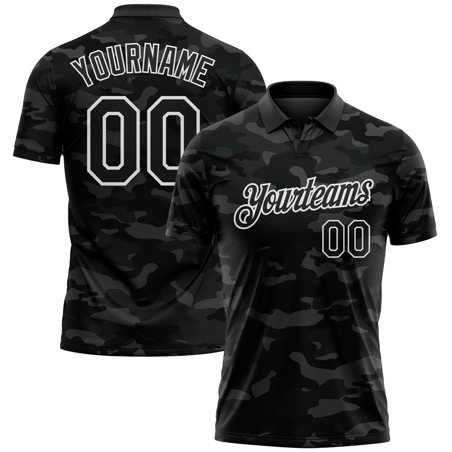 Custom Camo Black-White Camo Salute To Service Performance Polo Shirt - Main View