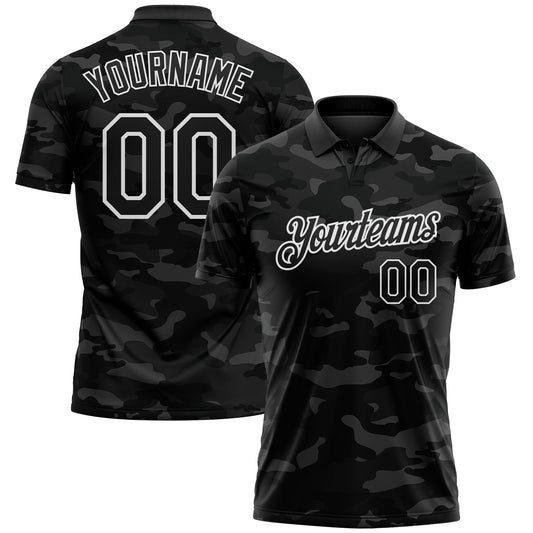 Custom Camo Black-White Camo Salute To Service Performance Polo Shirt - Main View