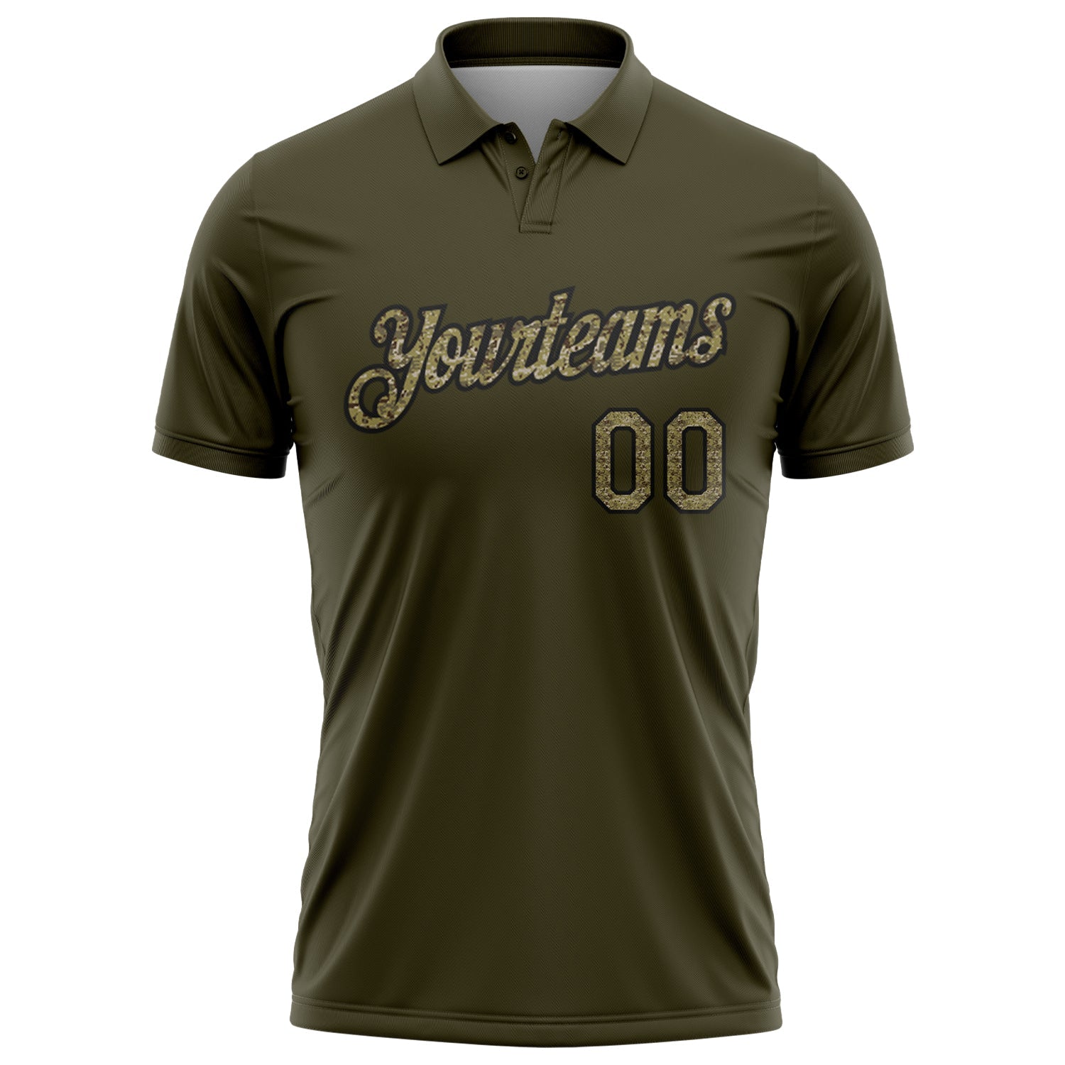 Custom Olive Camo-Black Salute To Service Performance Polo Shirt view 2