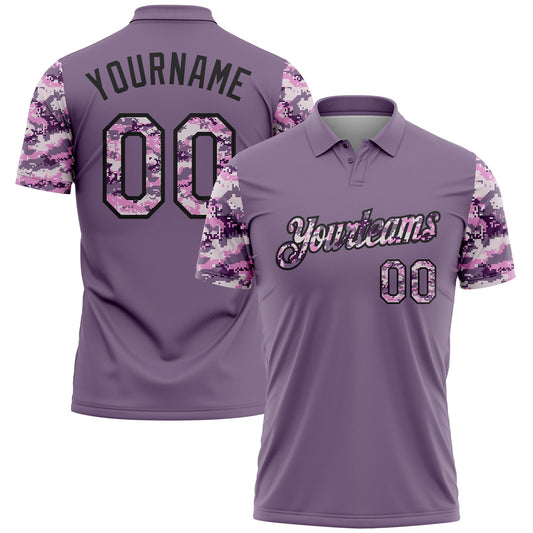 Custom Purple Camo-Black Camo Two Tone Performance Polo Shirt - Main View