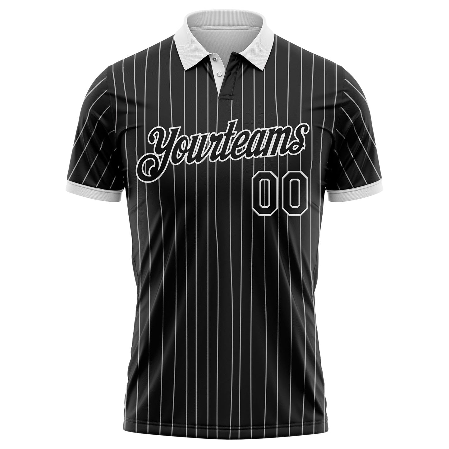Custom Black White Pinstripe-White Performance Polo Shirt view 2