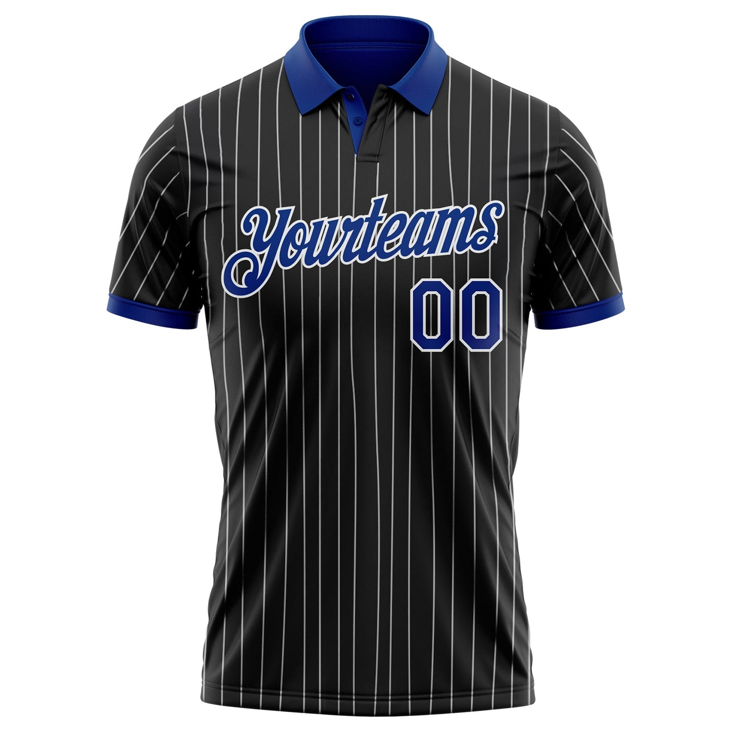 Custom Black White Pinstripe-Royal Performance Polo Shirt view 2