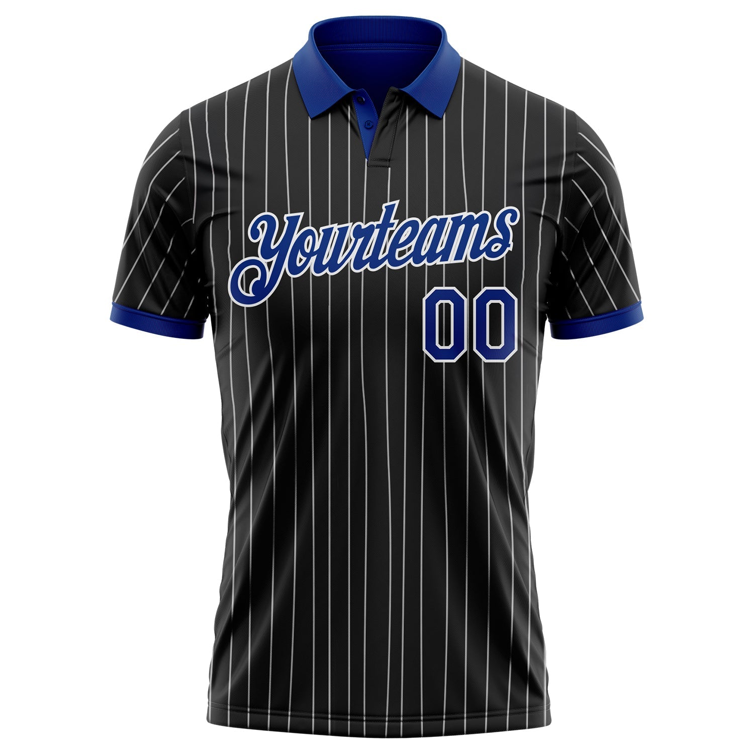Custom Black White Pinstripe-Royal Performance Polo Shirt view 2