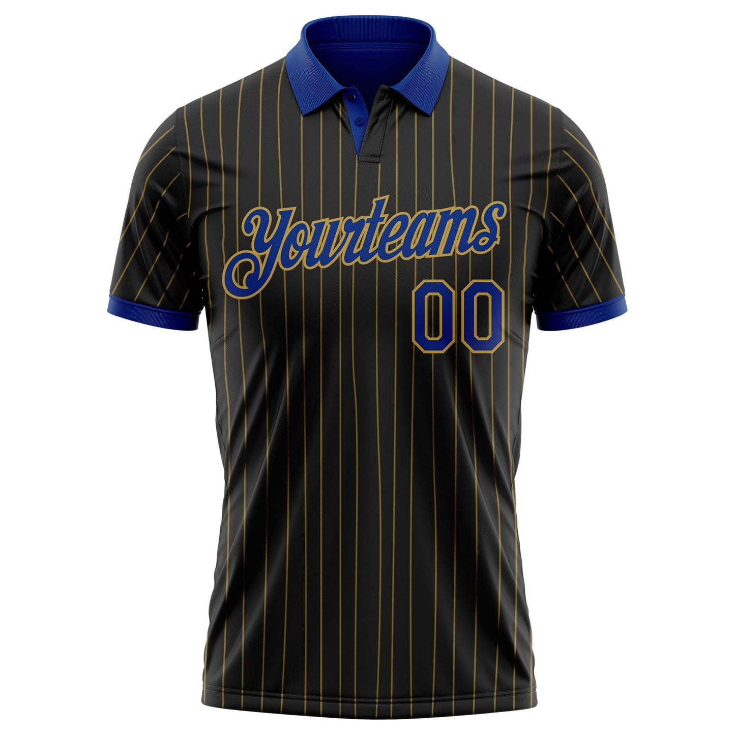 Custom Black Old Gold Pinstripe-Royal Performance Polo Shirt view 2