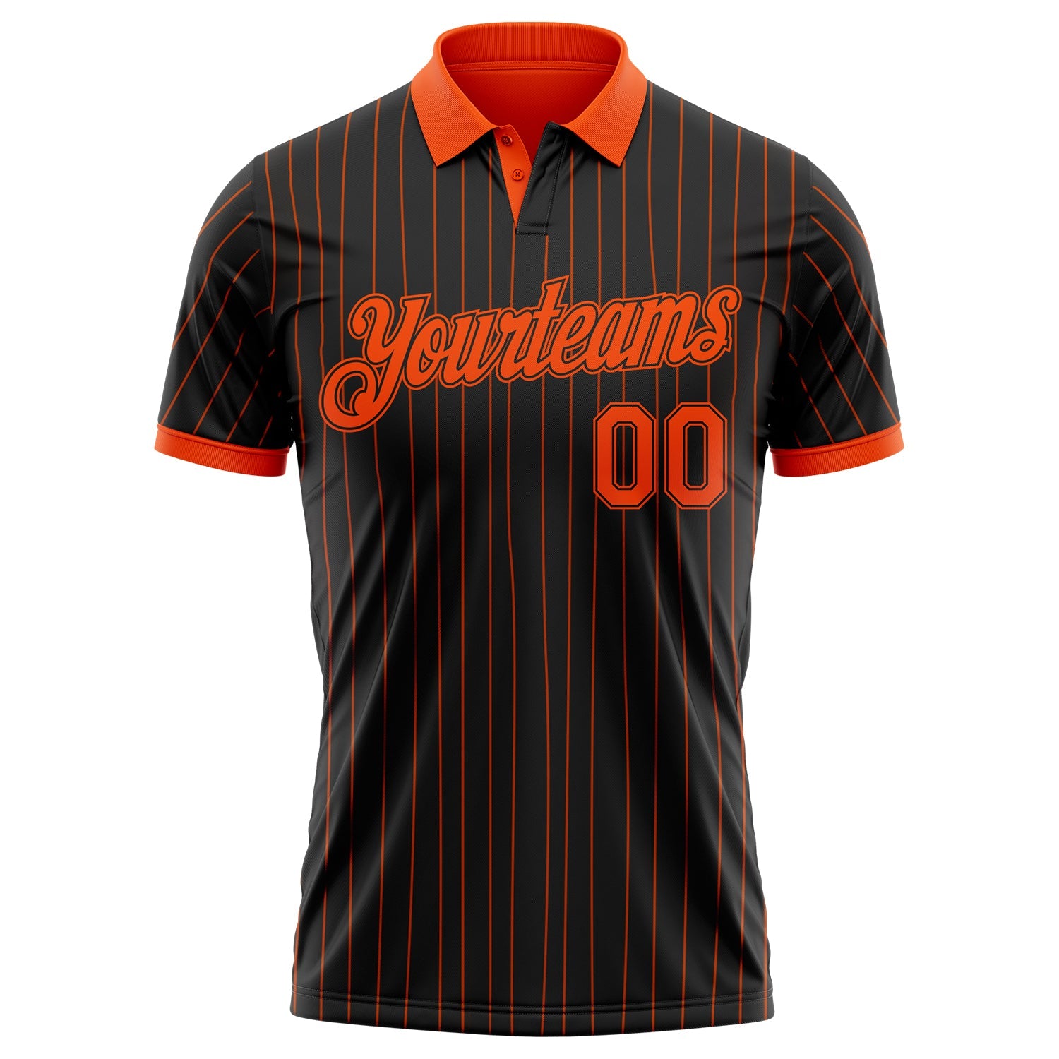 Custom Black Orange Pinstripe-Orange Performance Polo Shirt view 2