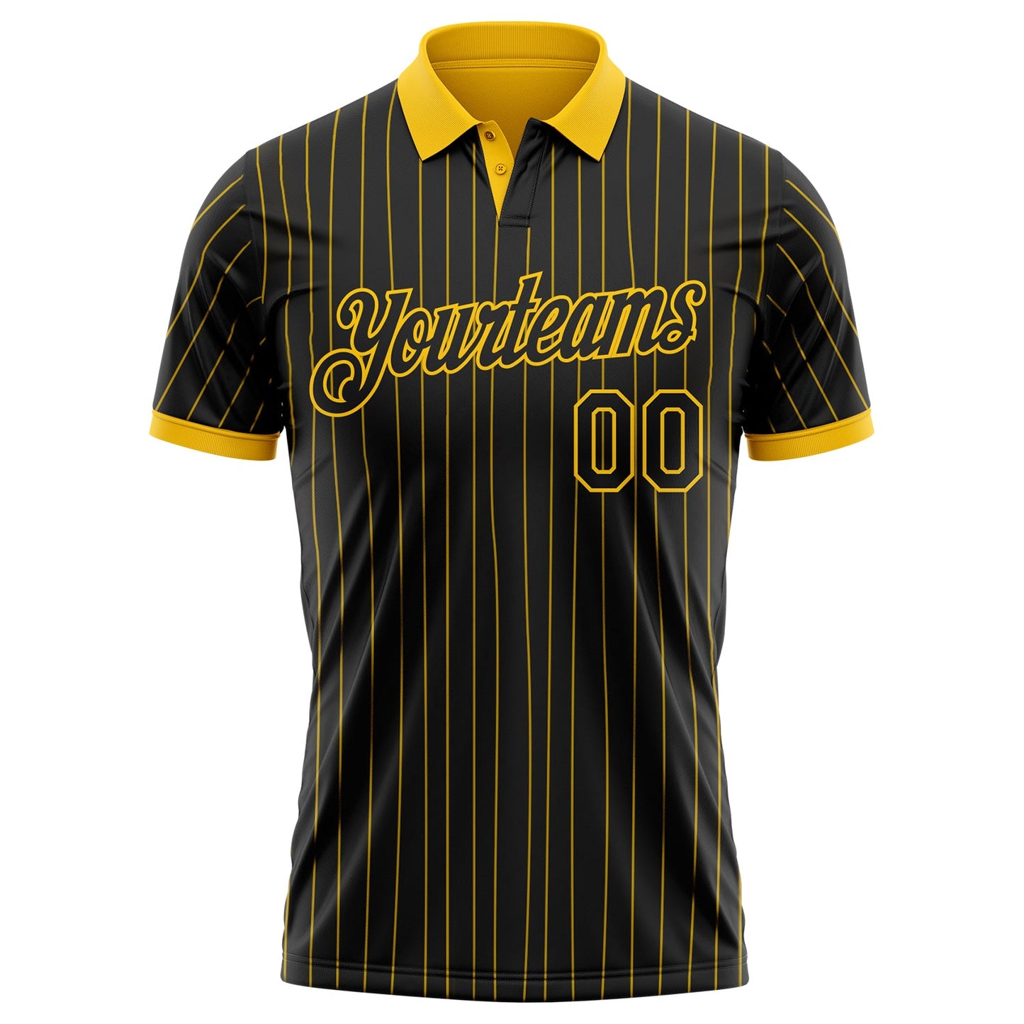 Custom Black Yellow Pinstripe-Yellow Performance Polo Shirt view 2