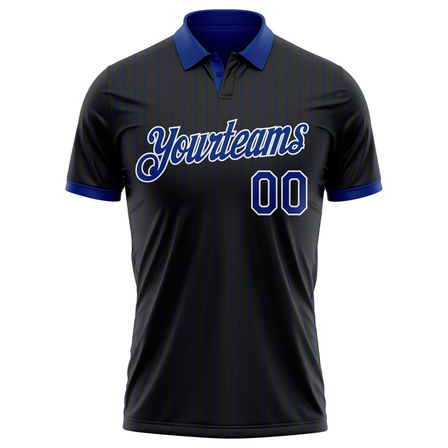 Custom Black Royal Pinstripe-White Performance Polo Shirt view 2