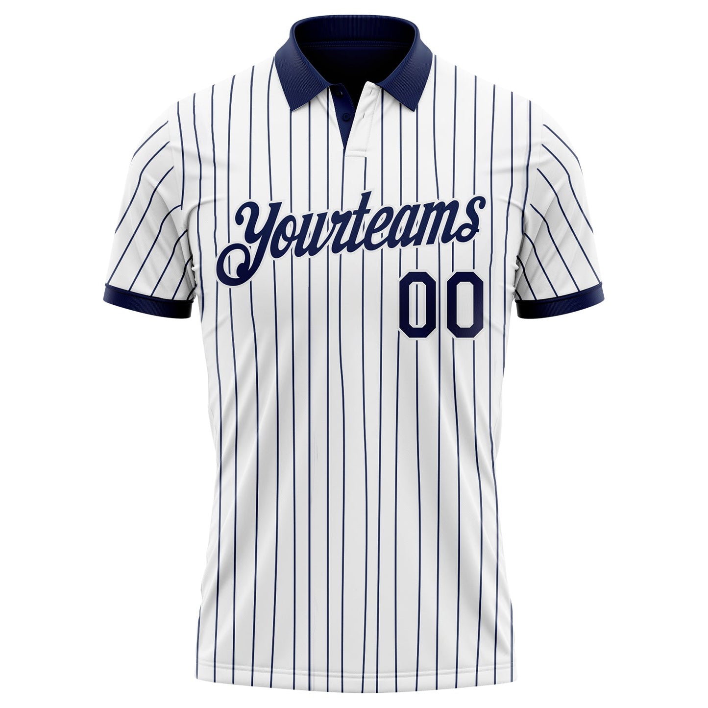 Custom White Navy Pinstripe-Navy Performance Polo Shirt view 2