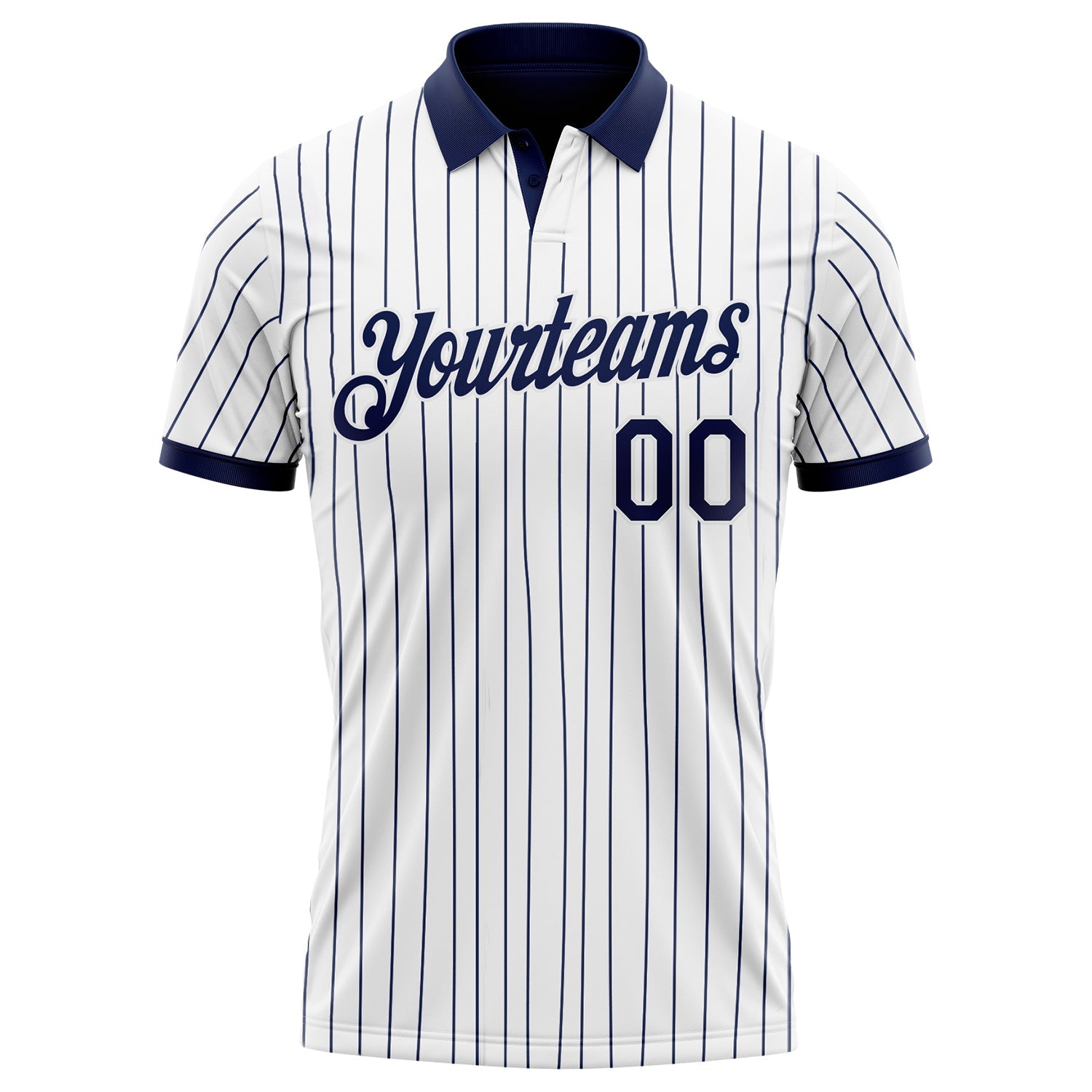 Custom White Navy Pinstripe-Navy Performance Polo Shirt view 2