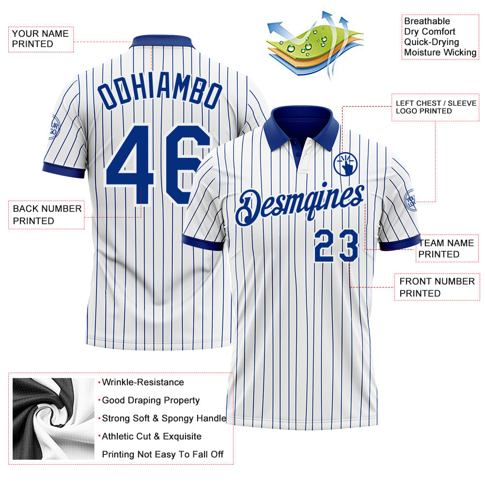Custom White Royal Pinstripe-Royal Performance Polo Shirt view 3
