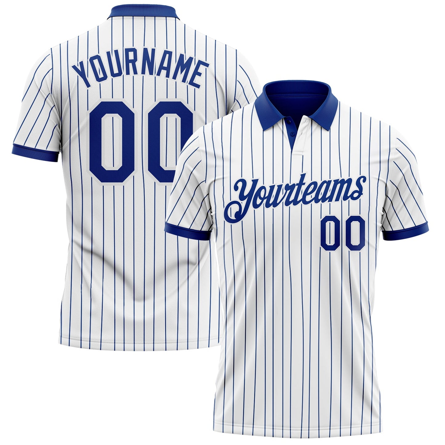 Custom White Royal Pinstripe-Royal Performance Polo Shirt - Main View