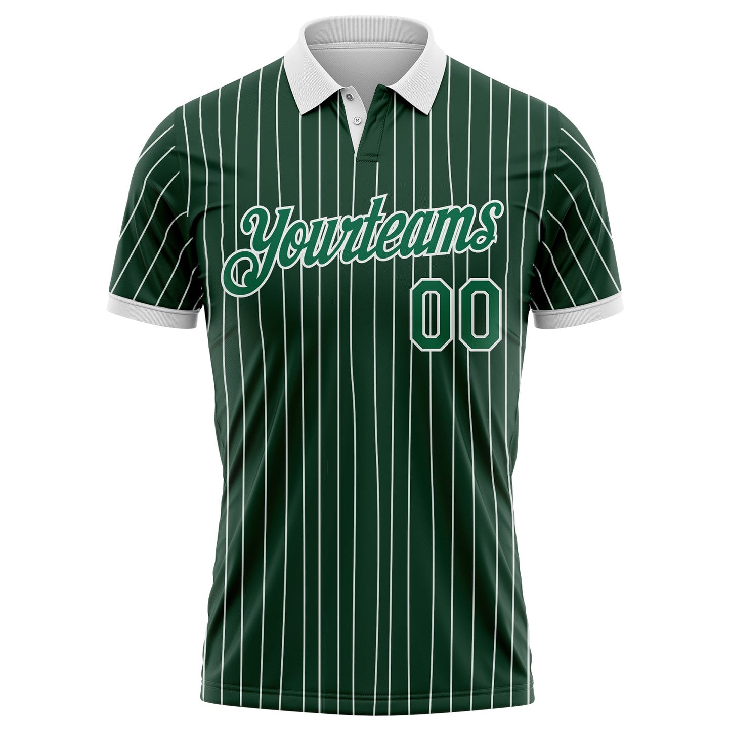 Custom Green White Pinstripe-Kelly Green Performance Polo Shirt view 2
