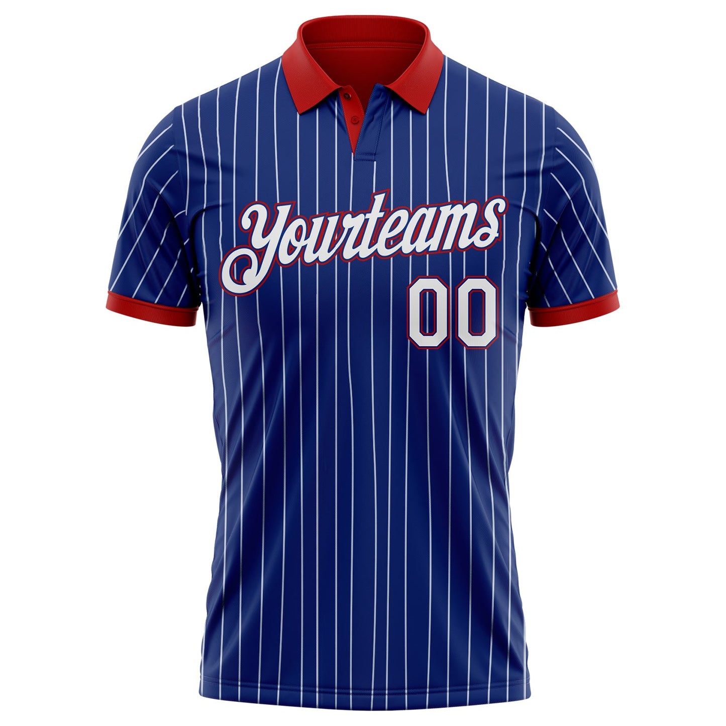 Custom Royal White Pinstripe-Red Performance Polo Shirt view 2