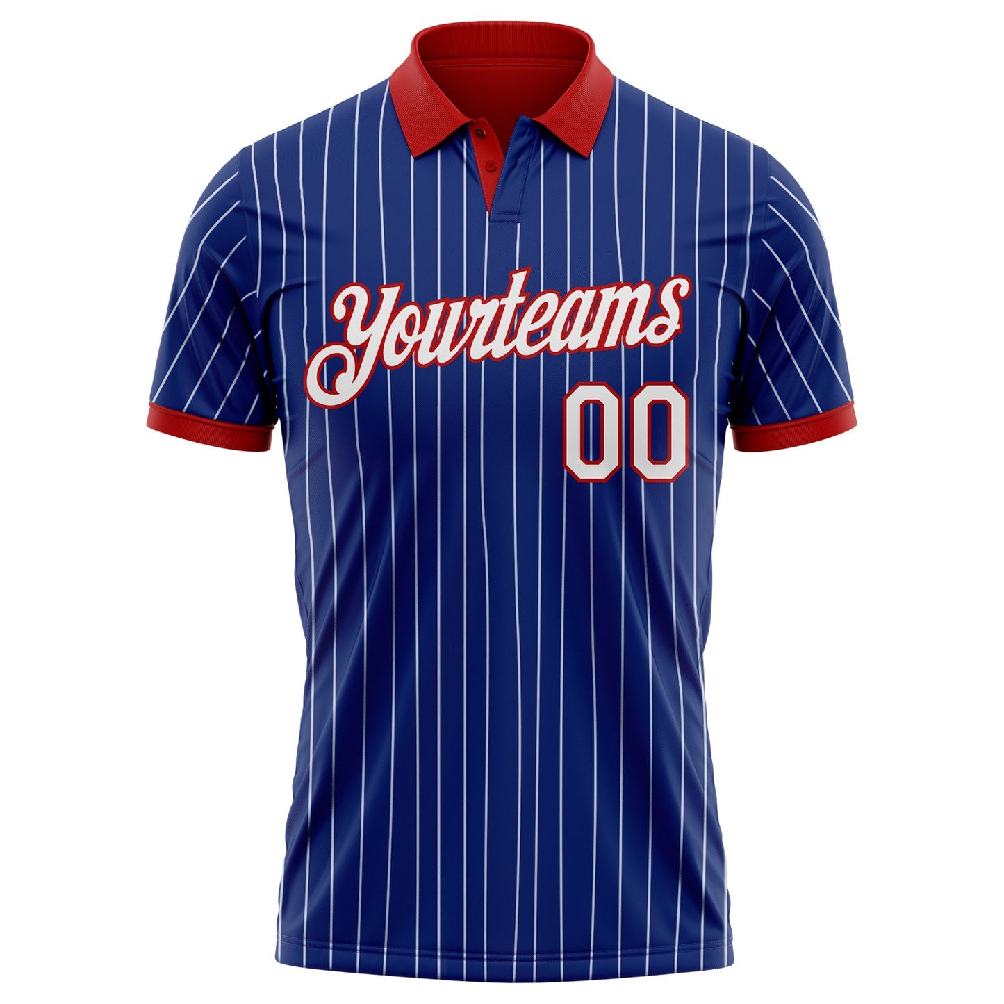 Custom Royal White Pinstripe-Red Performance Polo Shirt view 2