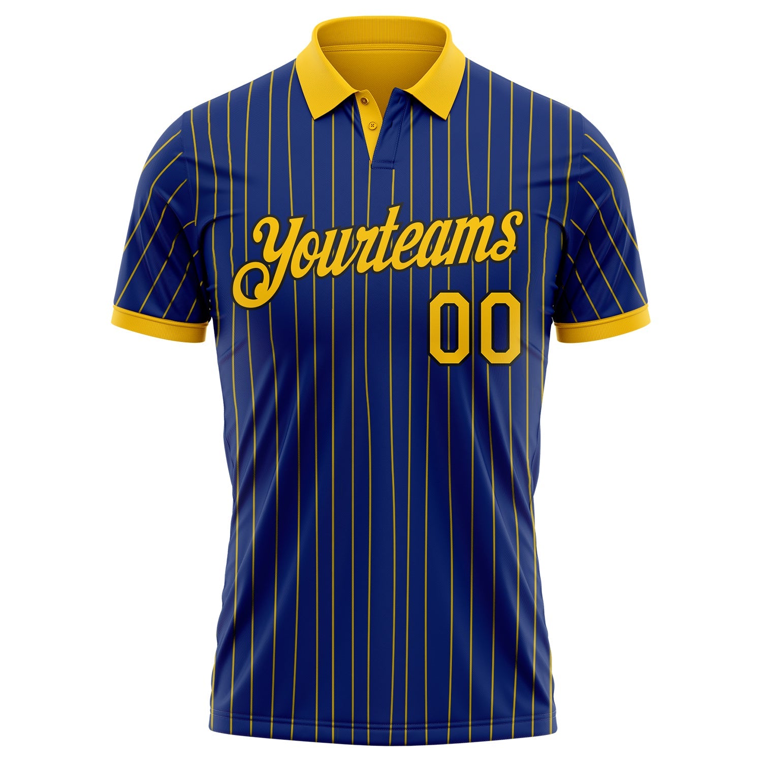 Custom Royal Yellow Pinstripe-Black Performance Polo Shirt view 2