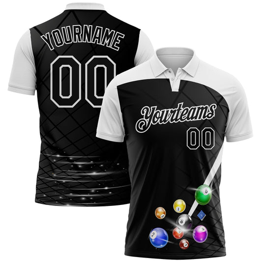 Custom Black-White Billiard Balls Performance Polo Shirt - Main View