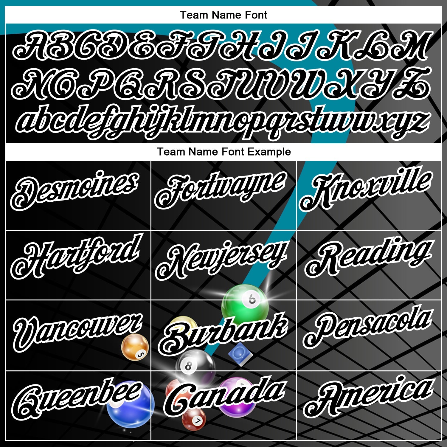 Custom Black Teal-White Billiard Balls Performance Polo Shirt view 4