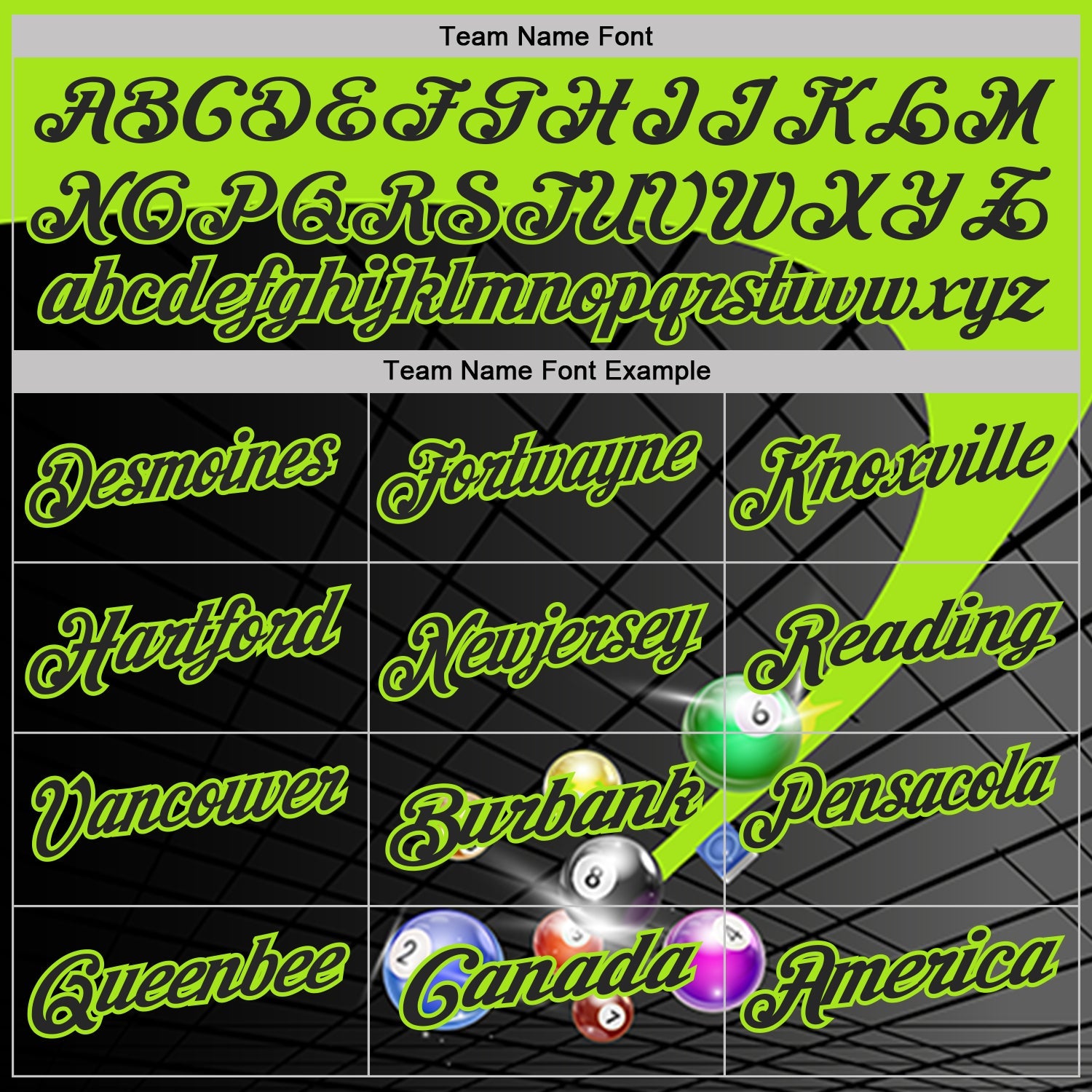 Custom Black-Neon Green Billiard Balls Performance Polo Shirt view 4