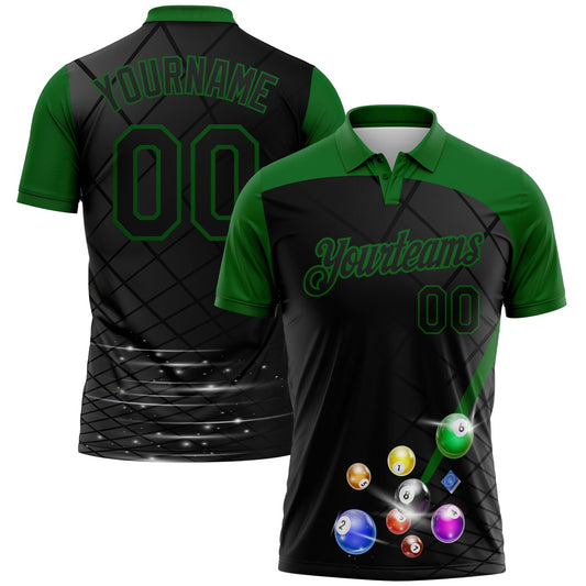Custom Black-Grass Green Billiard Balls Performance Polo Shirt - Main View