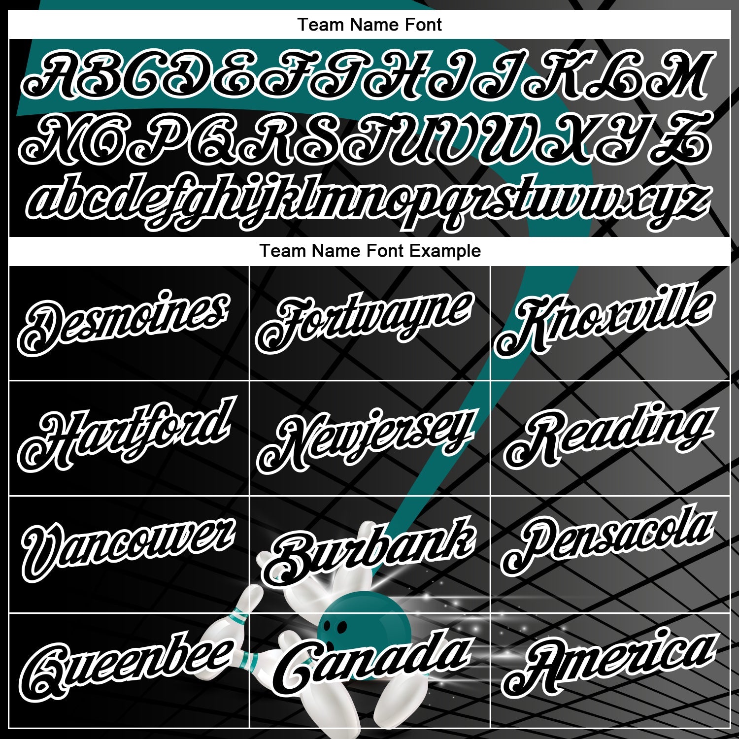Custom Black Teal-White Bowling Geometric Grid Performance Polo Shirt view 4
