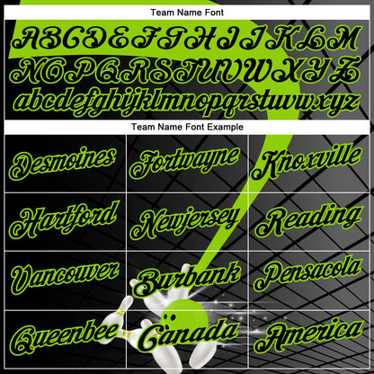 Custom Black-Neon Green Bowling Geometric Grid Performance Polo Shirt view 4
