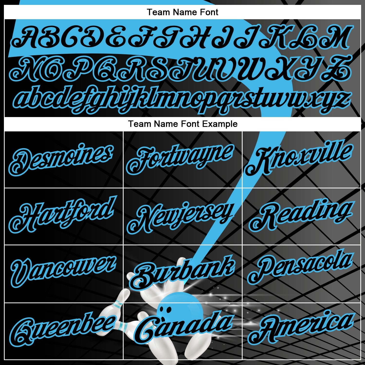 Custom Black-Sky Blue Bowling Geometric Grid Performance Polo Shirt view 4