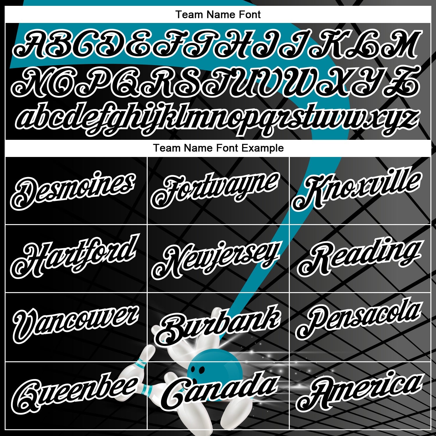 Custom Black Teal-White Bowling Geometric Grid Performance Polo Shirt view 4
