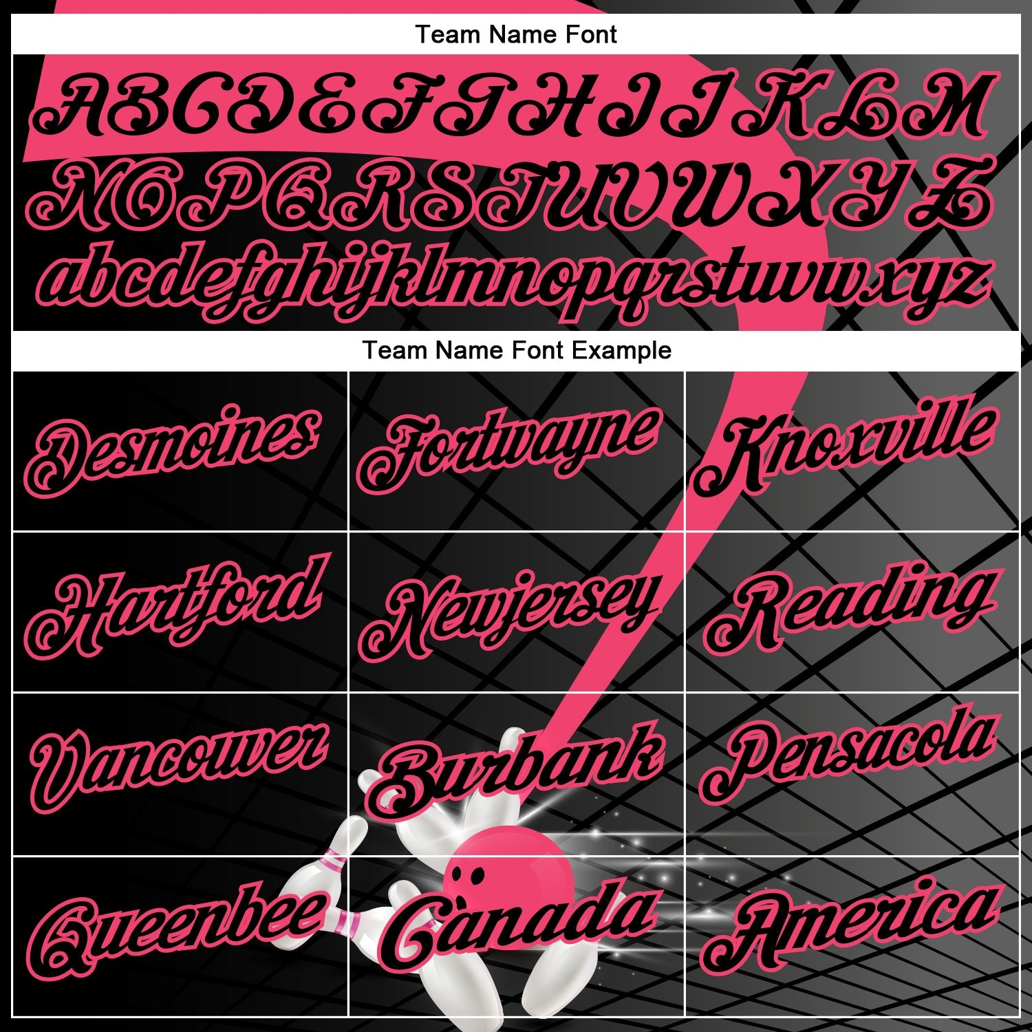 Custom Black-Neon Pink Bowling Geometric Grid Performance Polo Shirt view 4