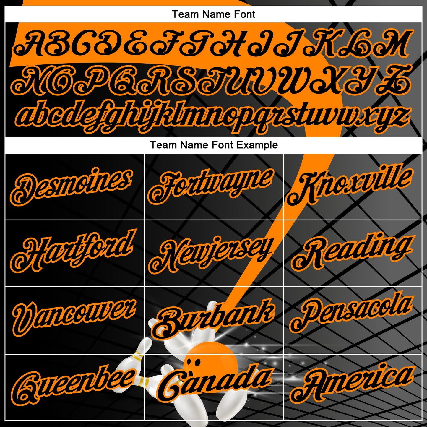 Custom Black-Bay Orange Bowling Geometric Grid Performance Polo Shirt view 4