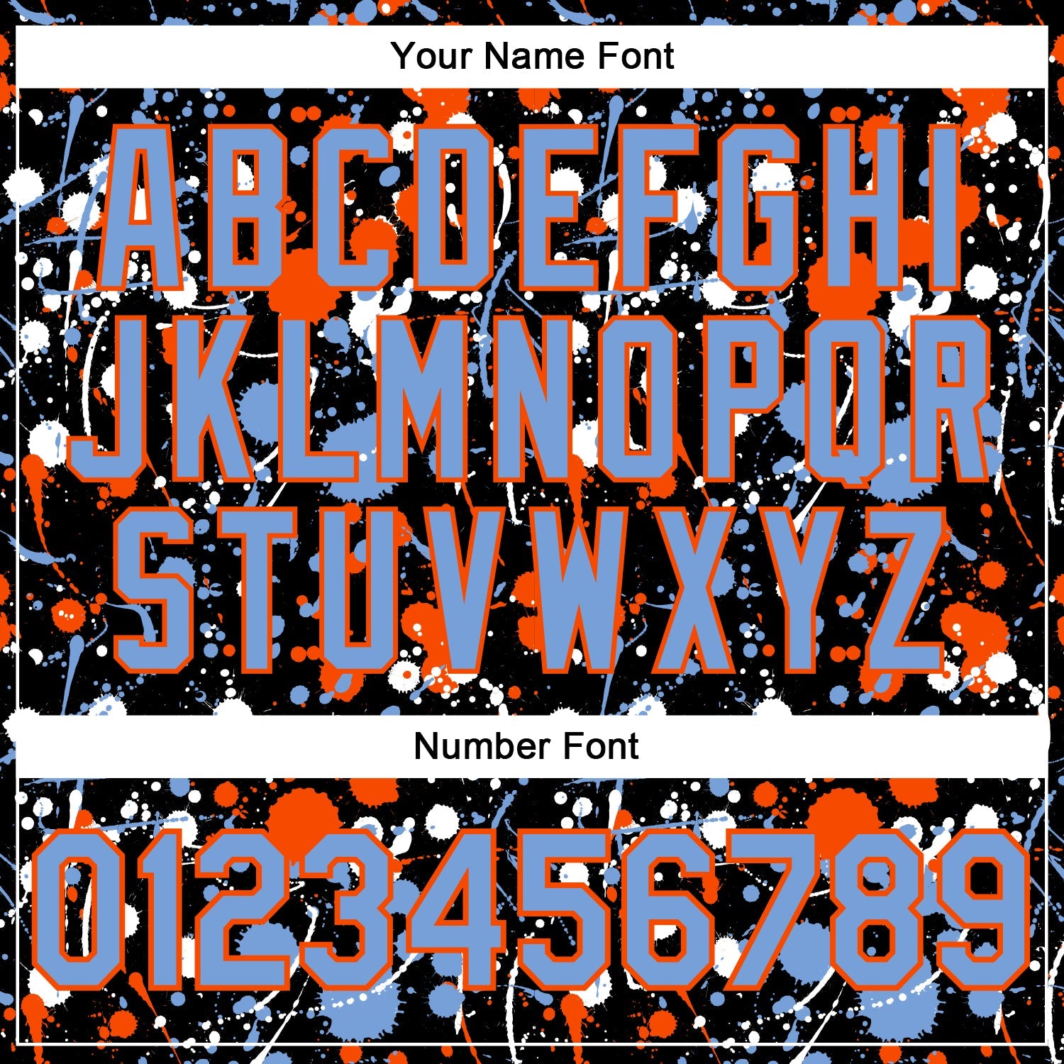 Custom Graffiti Pattern Powder Blue Black Orange-White Vibrant Multi-Color Abstract Splatter Performance Polo Shirt view 5