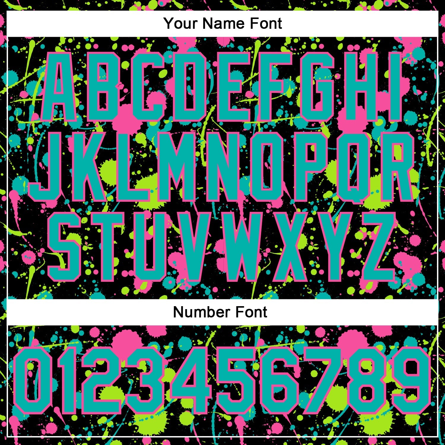 Custom Graffiti Pattern Aqua Black Pink-Neon Green Vibrant Multi-Color Abstract Splatter Performance Polo Shirt view 5