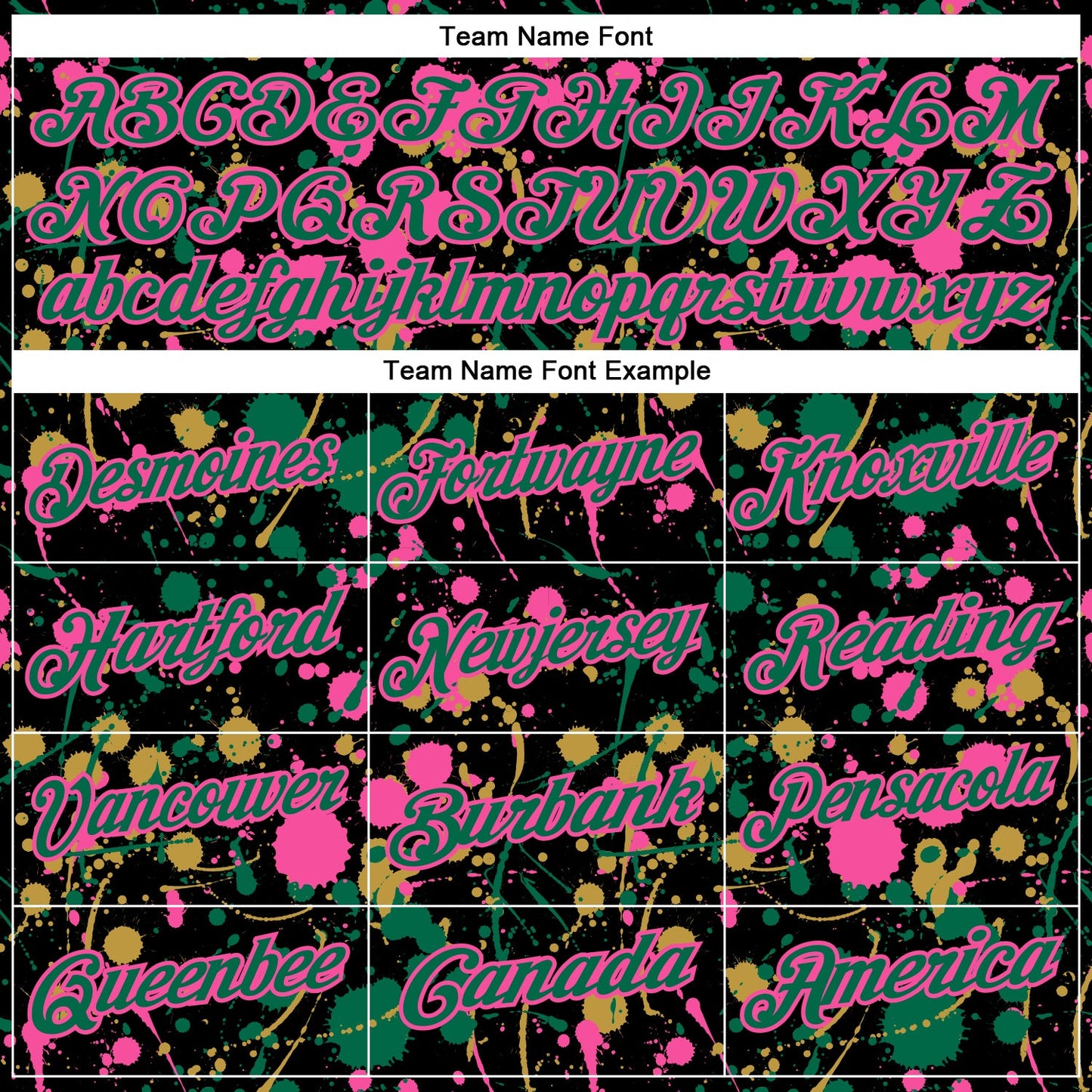 Custom Graffiti Pattern Kelly Green Black Pink-Old Gold Vibrant Multi-Color Abstract Splatter Performance Polo Shirt view 4