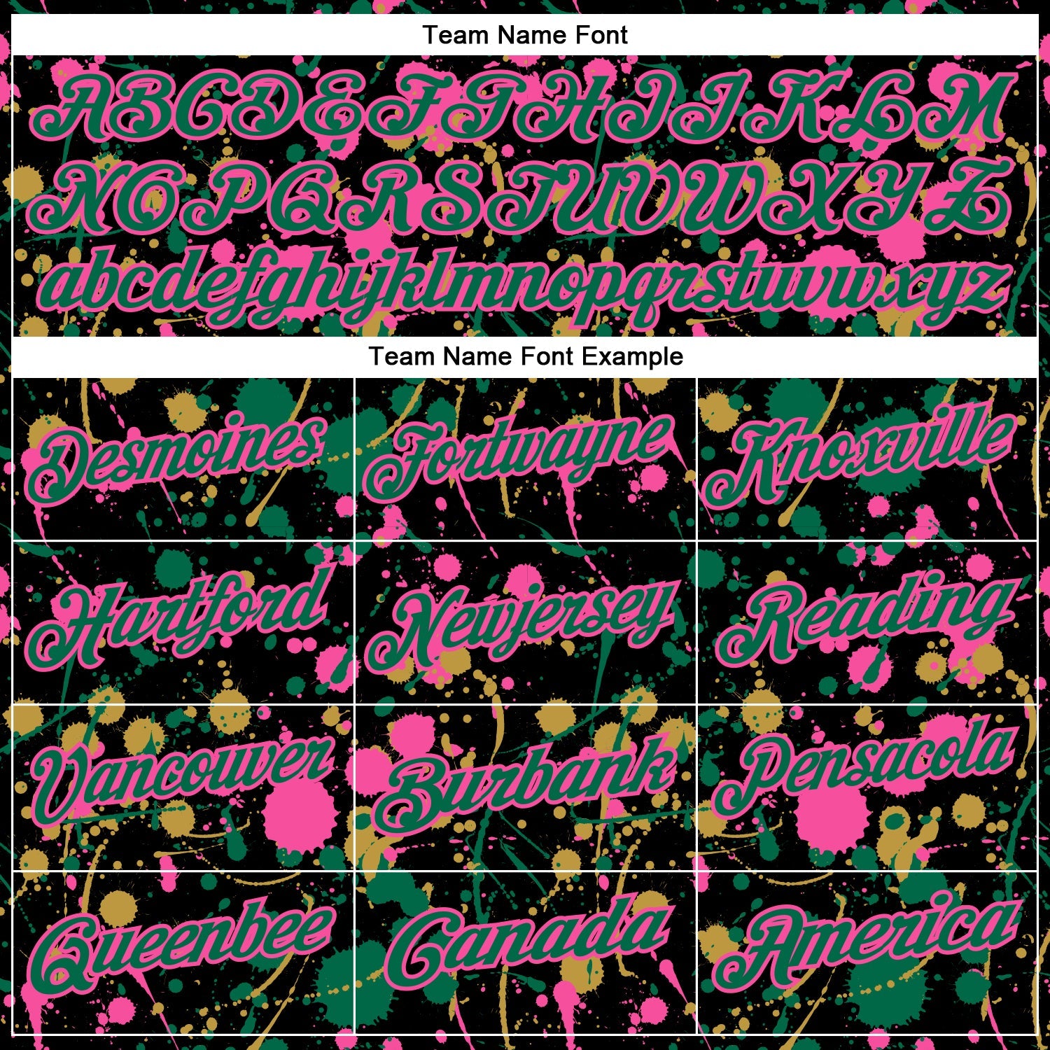 Custom Graffiti Pattern Kelly Green Black Pink-Old Gold Vibrant Multi-Color Abstract Splatter Performance Polo Shirt view 4