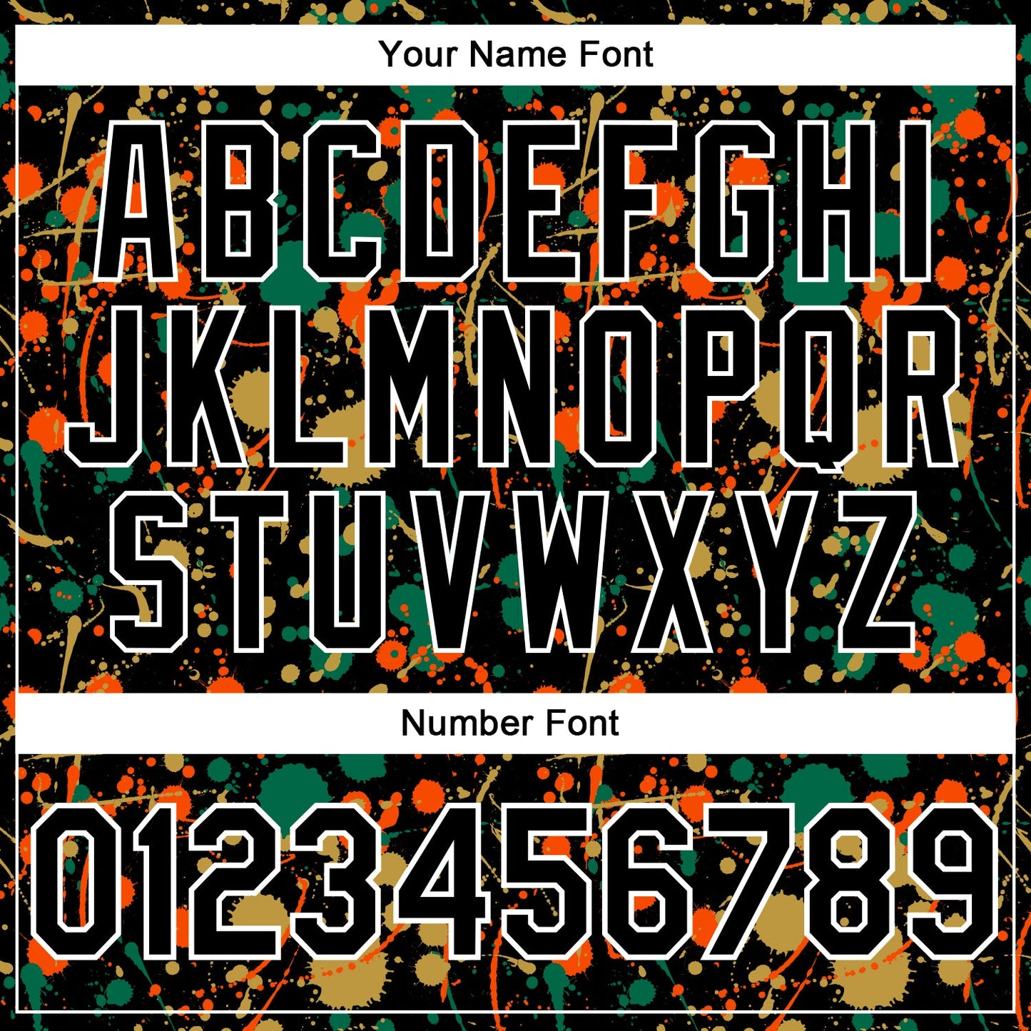 Custom Graffiti Pattern Black Kelly Green Old Gold Orange-White Vibrant Multi-Color Abstract Splatter Performance Polo Shirt view 5