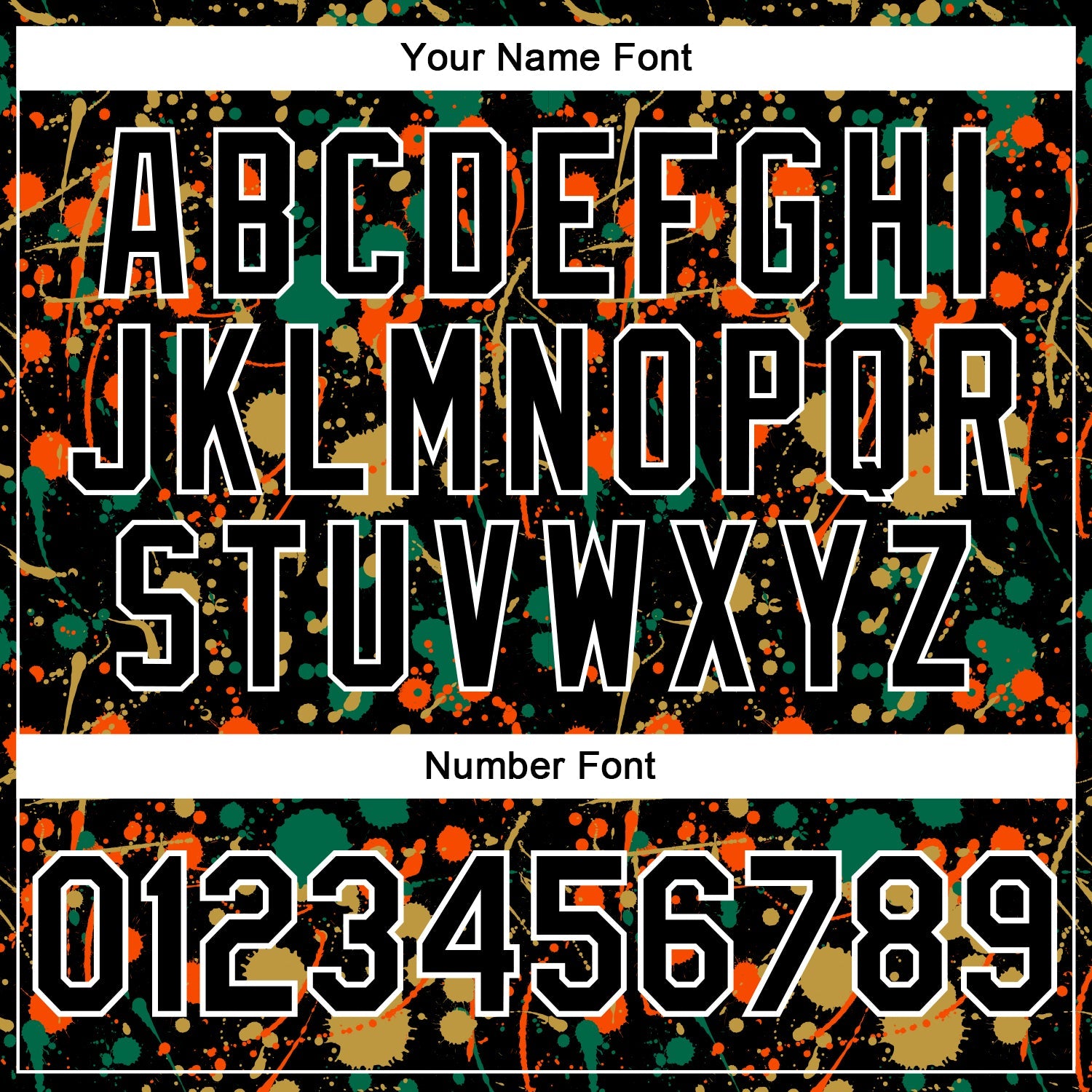 Custom Graffiti Pattern Black Kelly Green Old Gold Orange-White Vibrant Multi-Color Abstract Splatter Performance Polo Shirt view 5