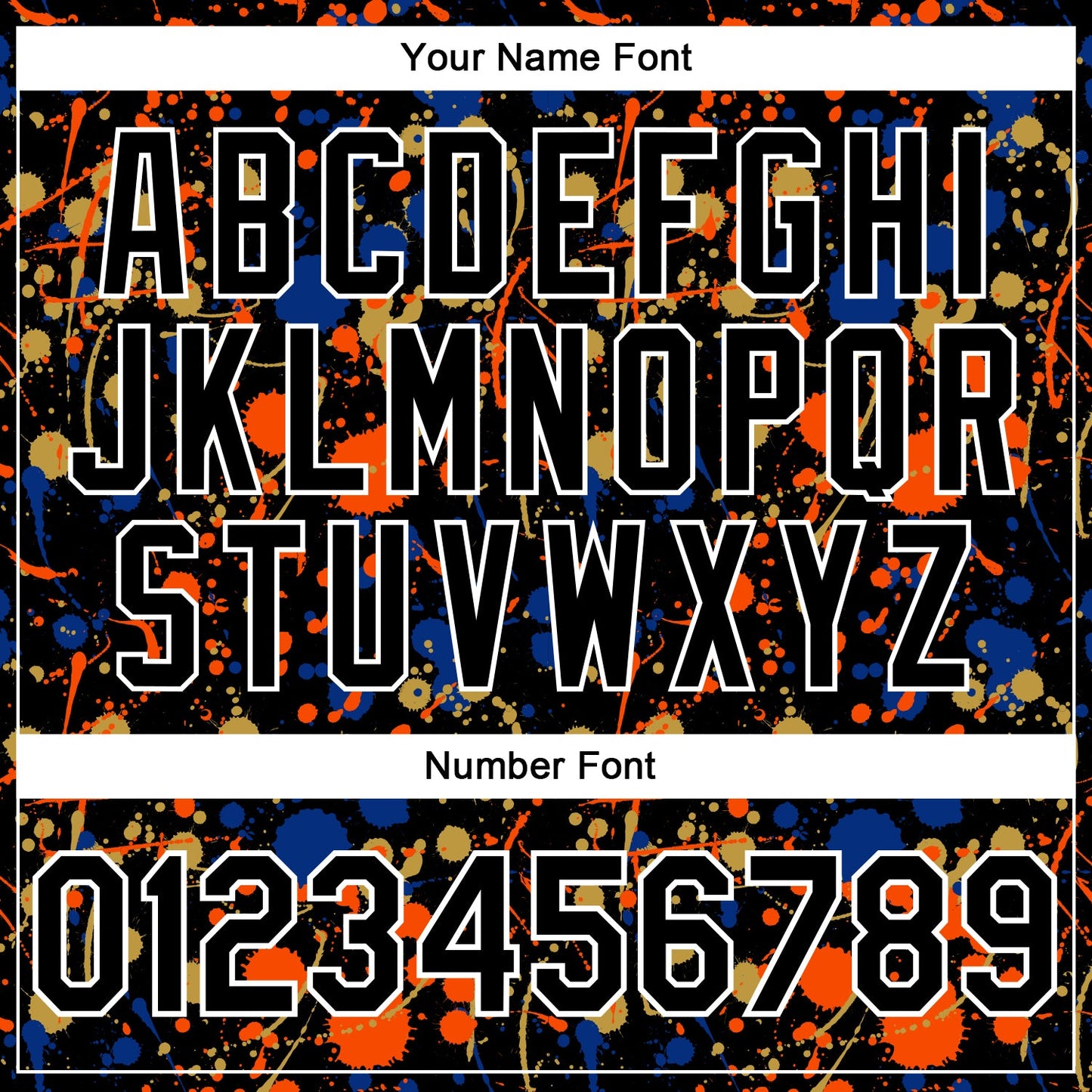 Custom Graffiti Pattern Black Royal Orange Old Gold-White Vibrant Multi-Color Abstract Splatter Performance Polo Shirt view 5