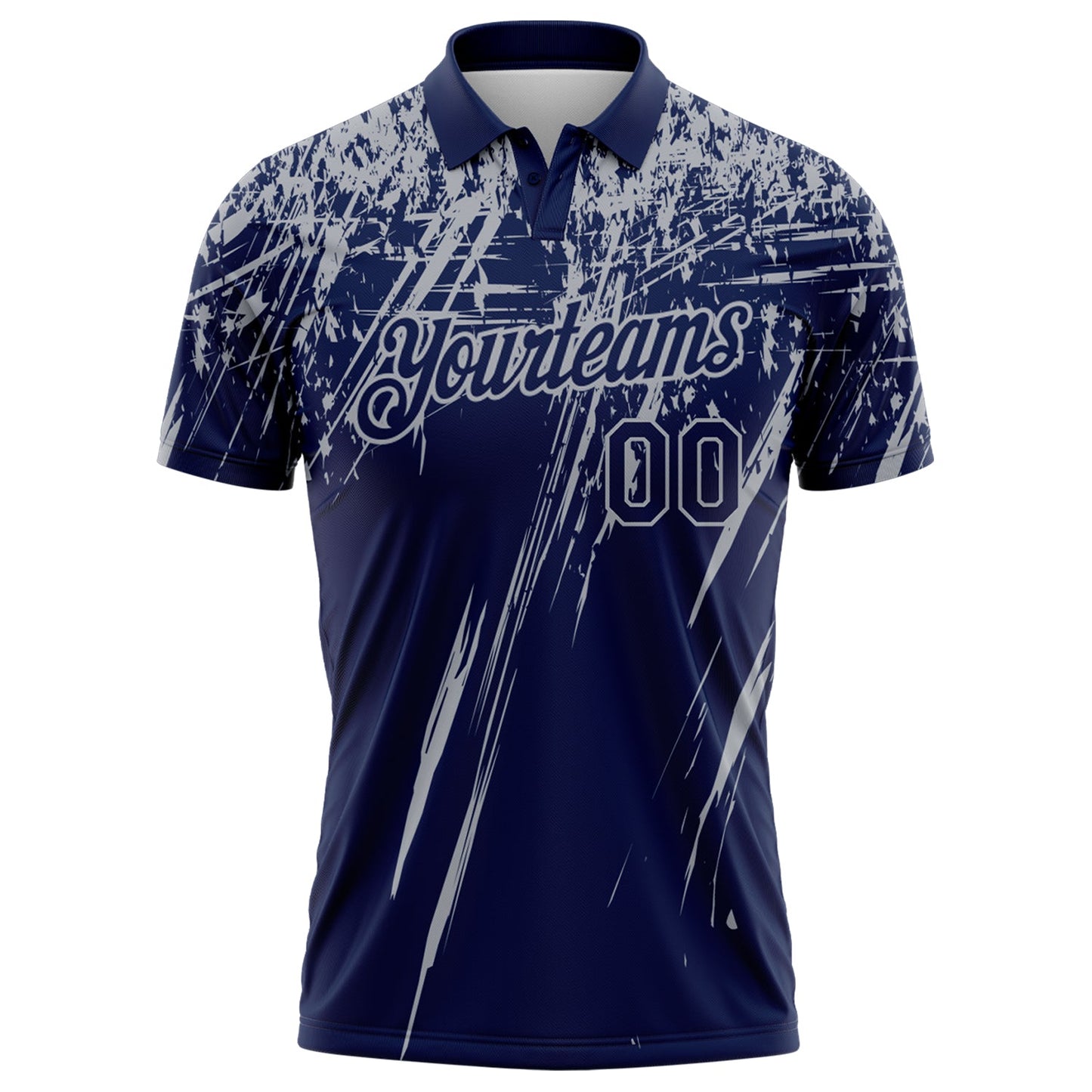 Custom Navy-Gray Distressed Scratch Brush Stroke Performance Polo Shirt view 2