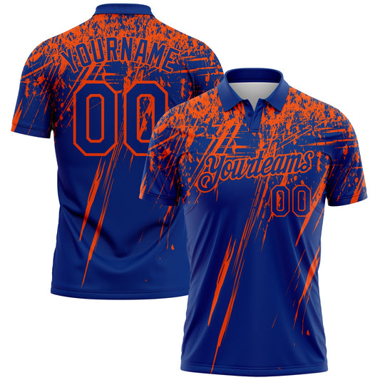 Custom Royal-Orange Distressed Scratch Brush Stroke Performance Polo Shirt - Main View