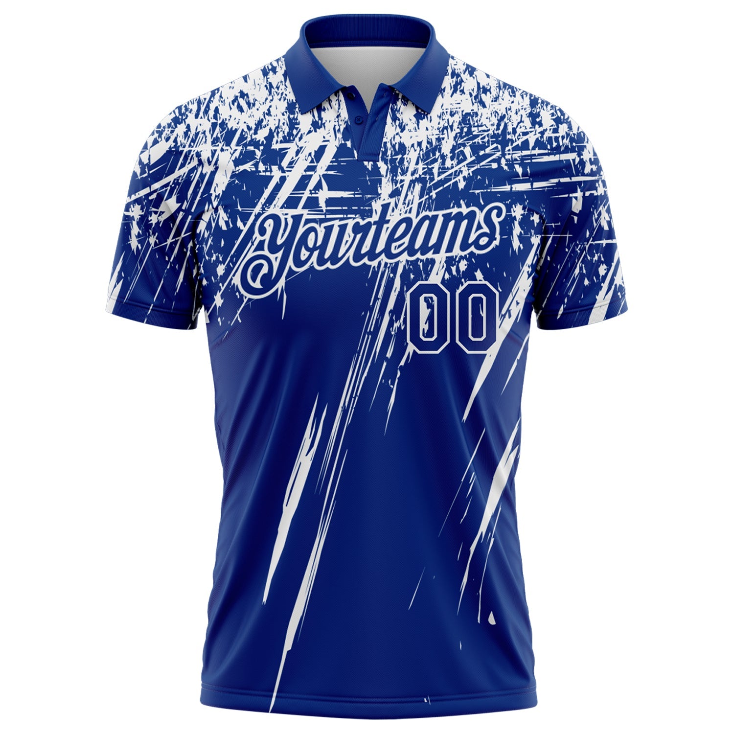 Custom Royal-White Distressed Scratch Brush Stroke Performance Polo Shirt view 2