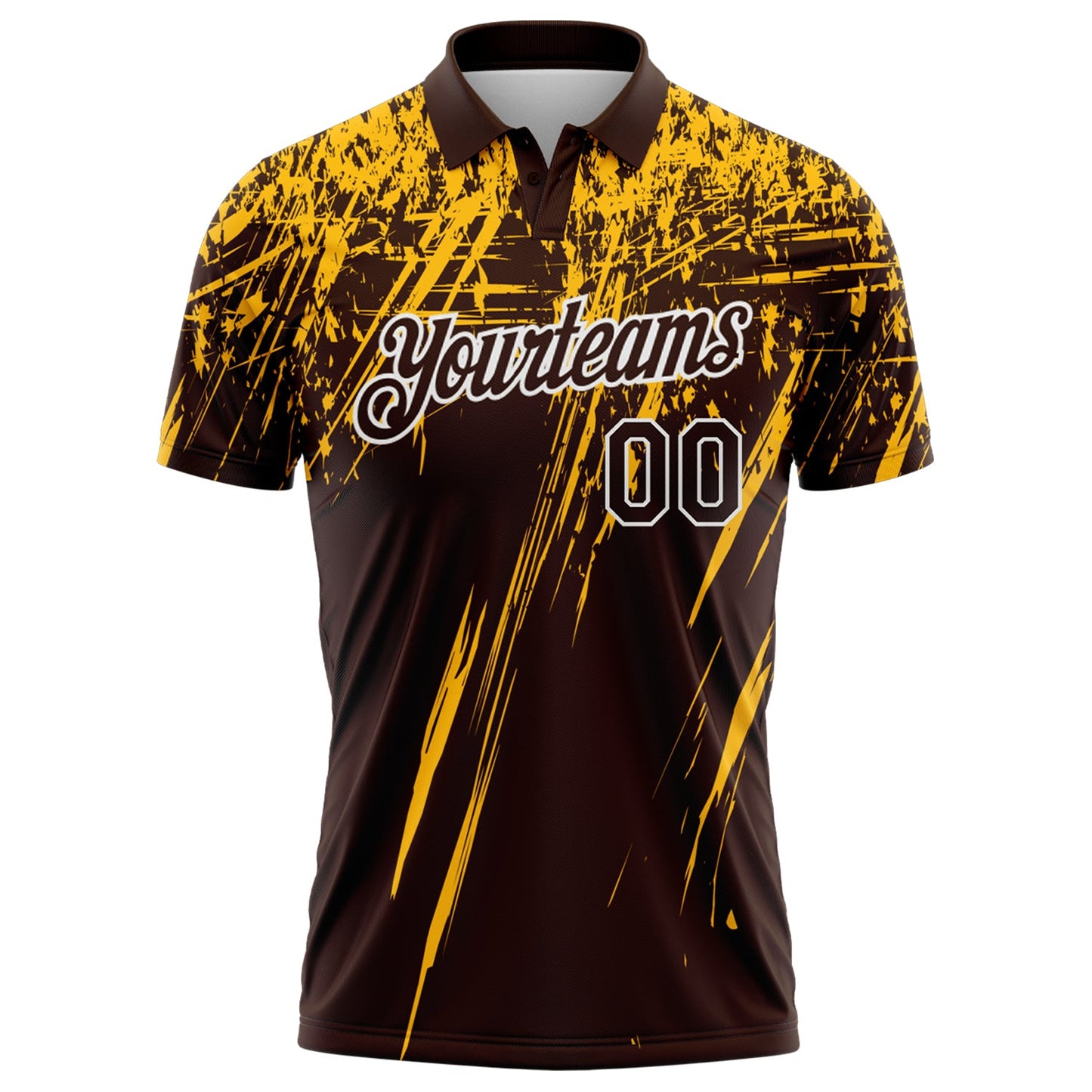 Custom Brown Gold-White Distressed Scratch Brush Stroke Performance Polo Shirt view 2
