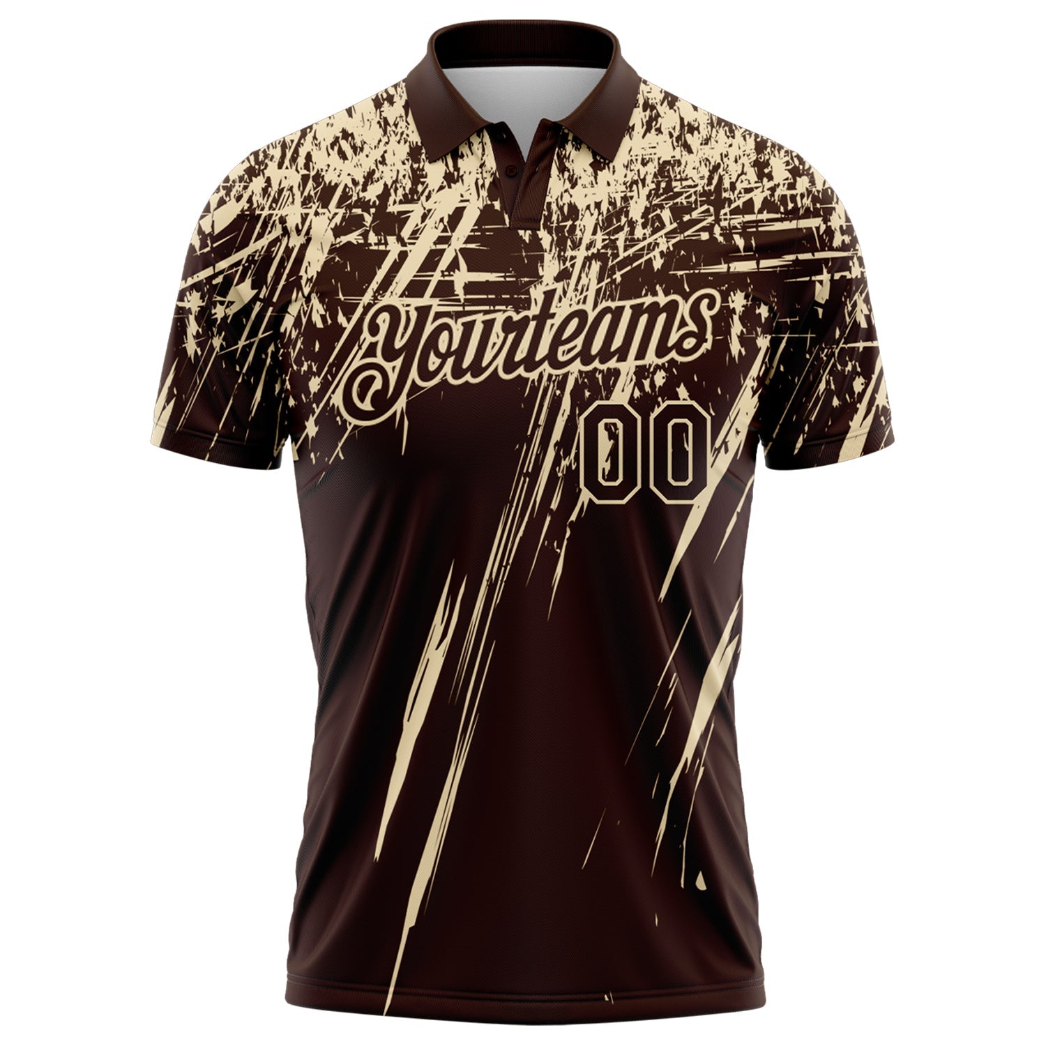 Custom Brown-Cream Distressed Scratch Brush Stroke Performance Polo Shirt view 2