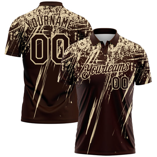 Custom Brown-Cream Distressed Scratch Brush Stroke Performance Polo Shirt - Main View