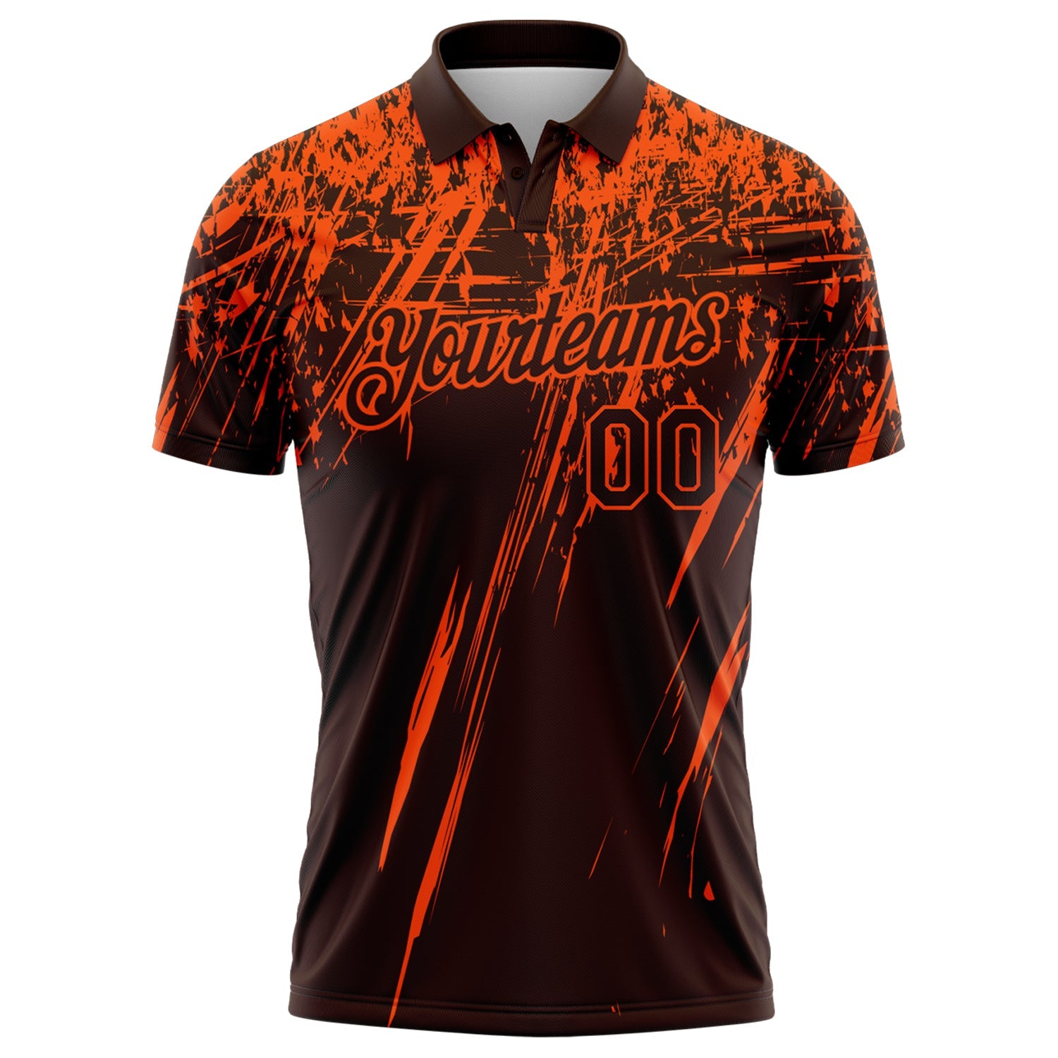 Custom Brown-Orange Distressed Scratch Brush Stroke Performance Polo Shirt view 2